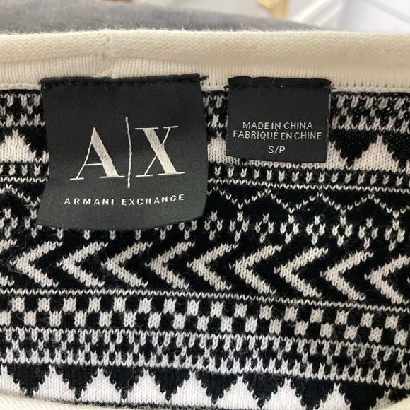 Mens Armani Exchange Cotton Sweater Black/White Pattern Size Small - Picture 3 of 4